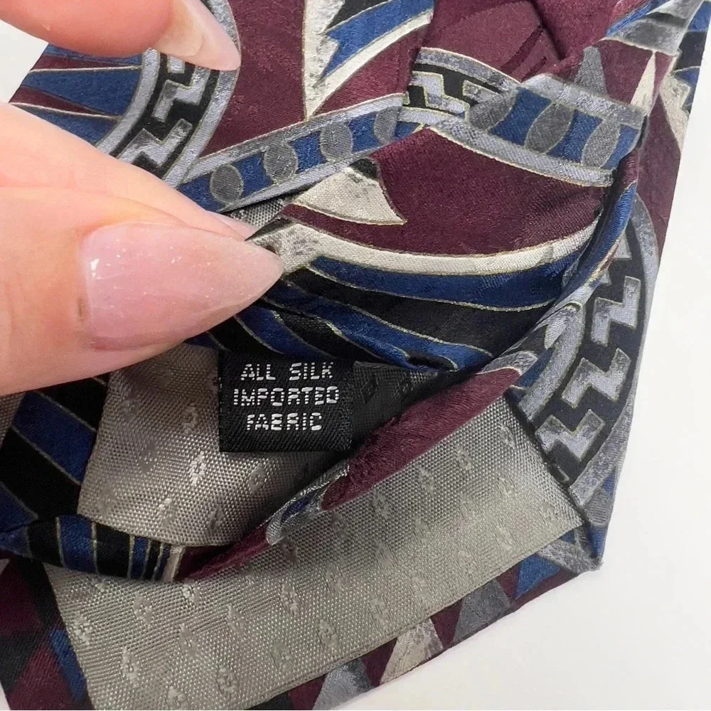 Vintage GIVENCHY Monsieur Silk Tie 90s Abstract Geometric Art Deco Necktie